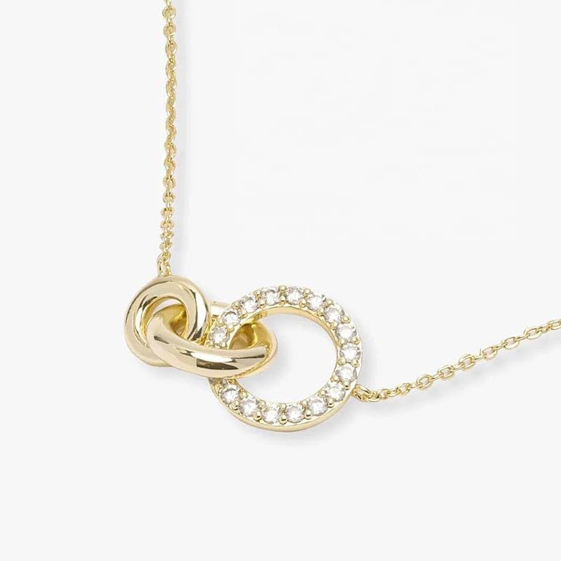 ZOYA JEWELRY DESIGN 18K Gold Plated Interlocking Circle Pendant Necklace for Women and Girls – 925 Sterling Silver Chain Necklace with Cubic Zirconia – Hypoallergenic Jewelry Gift for Her (WX1231)