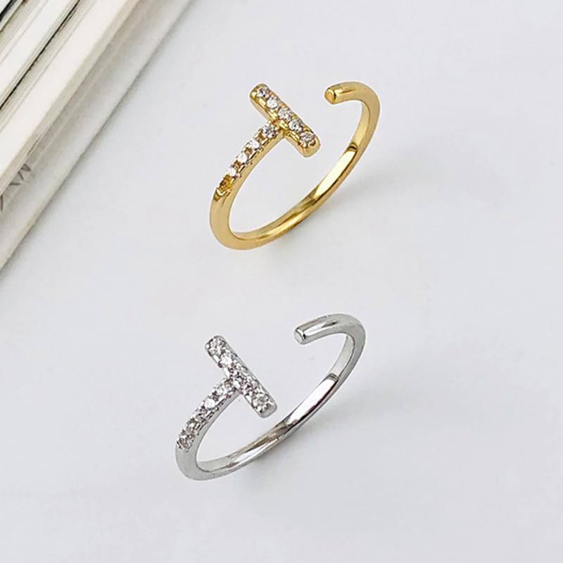 ZOYA JEWELRY DESIGN 925 Silver and Gold Plated Ring for Women | Adjustable Dainty Fashion Jewelry with Cubic Zirconia | Elegant Stackable Minimalist Ring for Women
