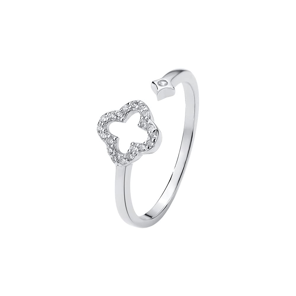 ZOYA JEWELRY DESIGN 925 Silver and Gold Plated Ring for Women | Adjustable Dainty Fashion Jewelry with Cubic Zirconia | Elegant Stackable Minimalist Ring for Women