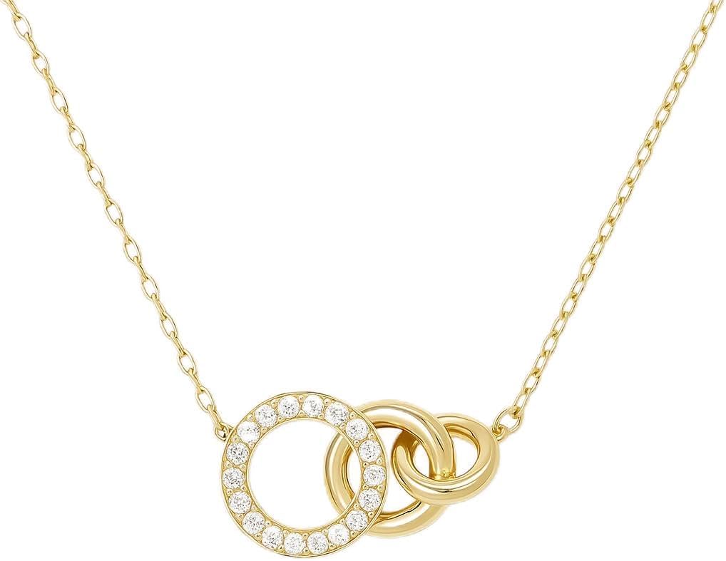 ZOYA JEWELRY DESIGN 18K Gold Plated Interlocking Circle Pendant Necklace for Women and Girls – 925 Sterling Silver Chain Necklace with Cubic Zirconia – Hypoallergenic Jewelry Gift for Her (WX1231)