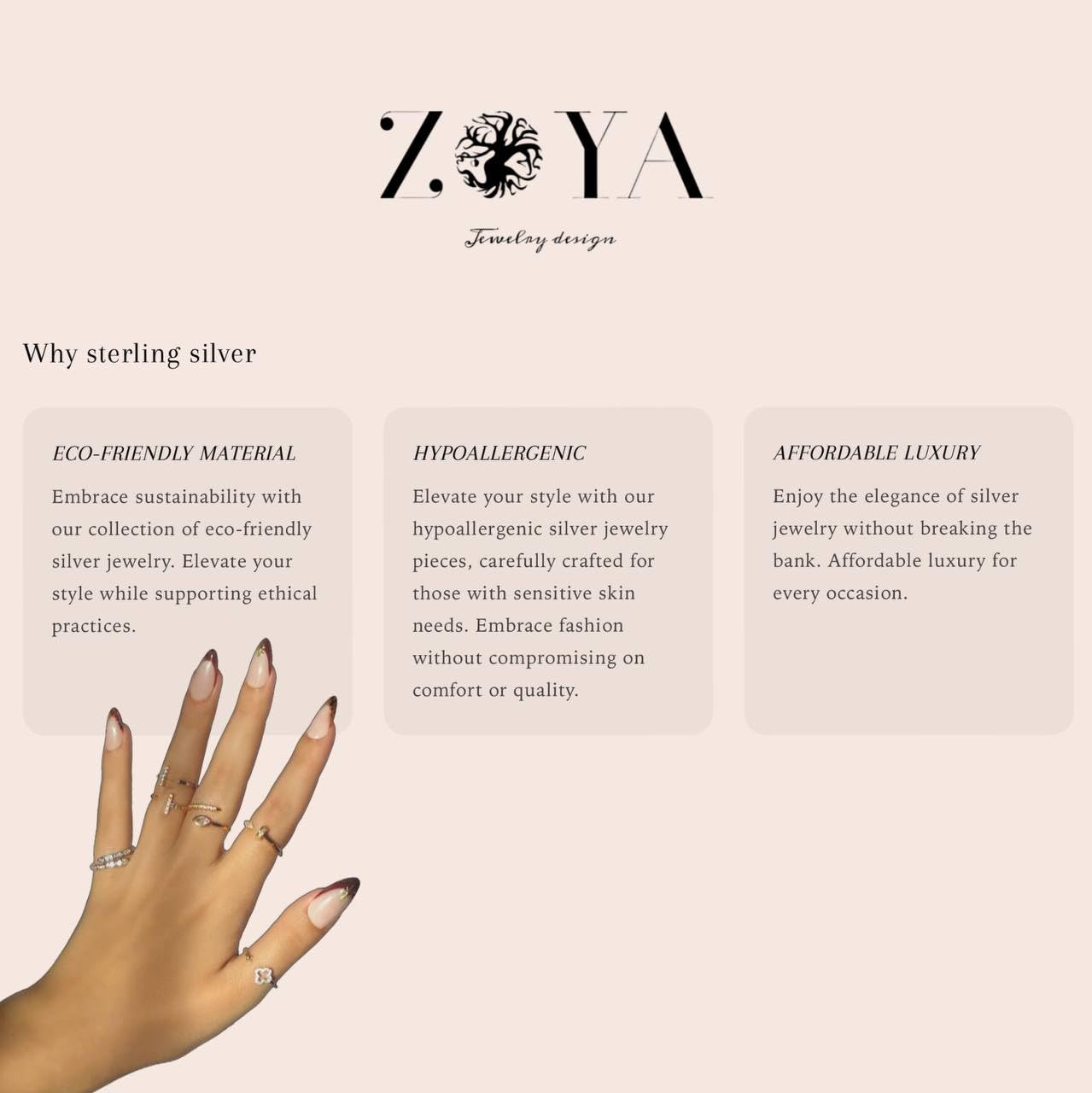 ZOYA JEWELRY DESIGN 925 Silver and Gold Plated Ring for Women | Adjustable Dainty Fashion Jewelry with Cubic Zirconia | Elegant Stackable Minimalist Ring for Women