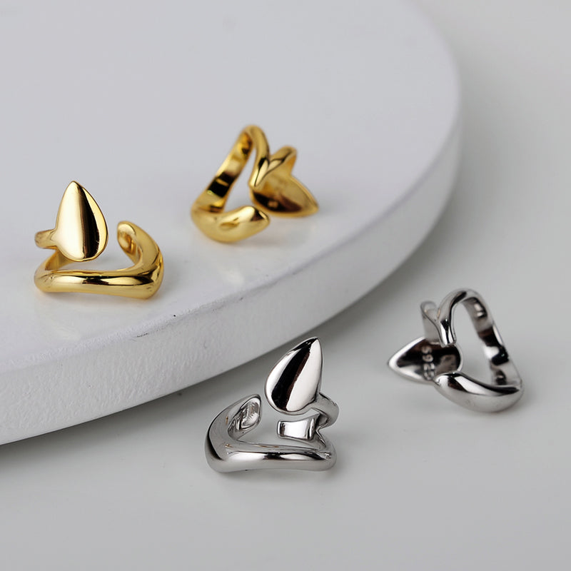 ZOYA JEWELRY DESIGN 14K Gold Plated Ear cuf Earrings for Womens and Girls - Pure 925 Sculptural Sterling Silver Earrings - Hypoallergenic Clip-On Non-Pierced Ear Cuff - TikTok Jewelry Gifts For Her