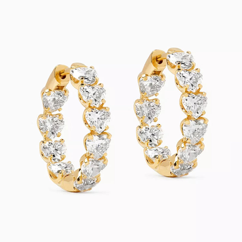 Hoop Earrings with Heart-Shapes Stones