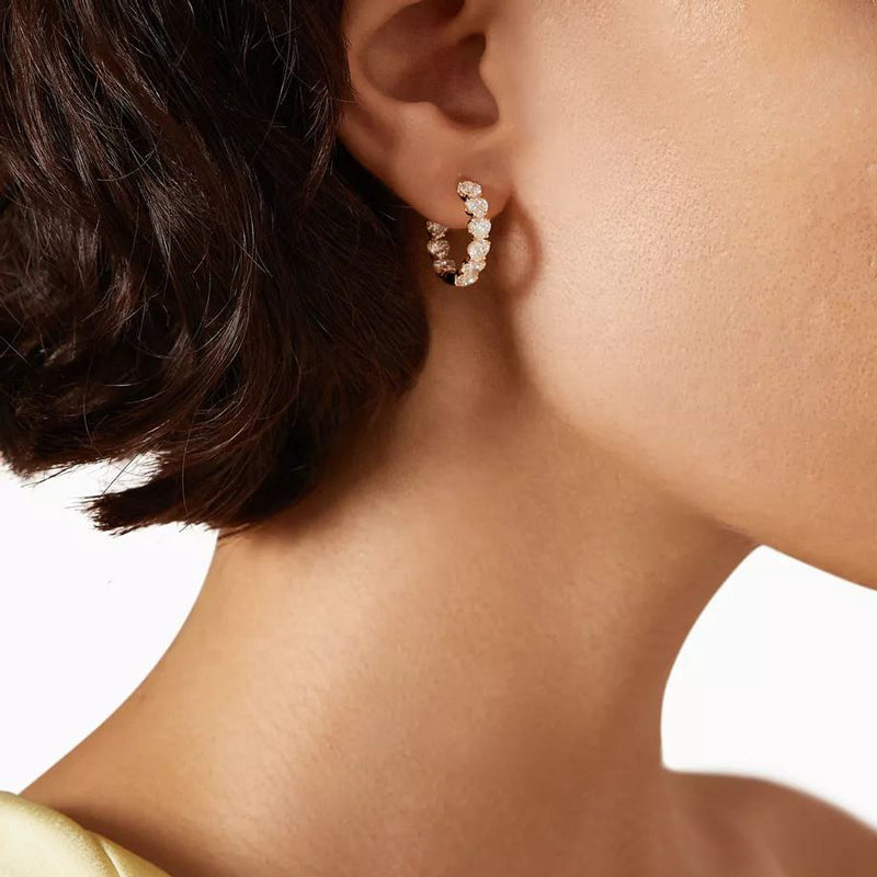 Hoop Earrings with Heart-Shapes Stones