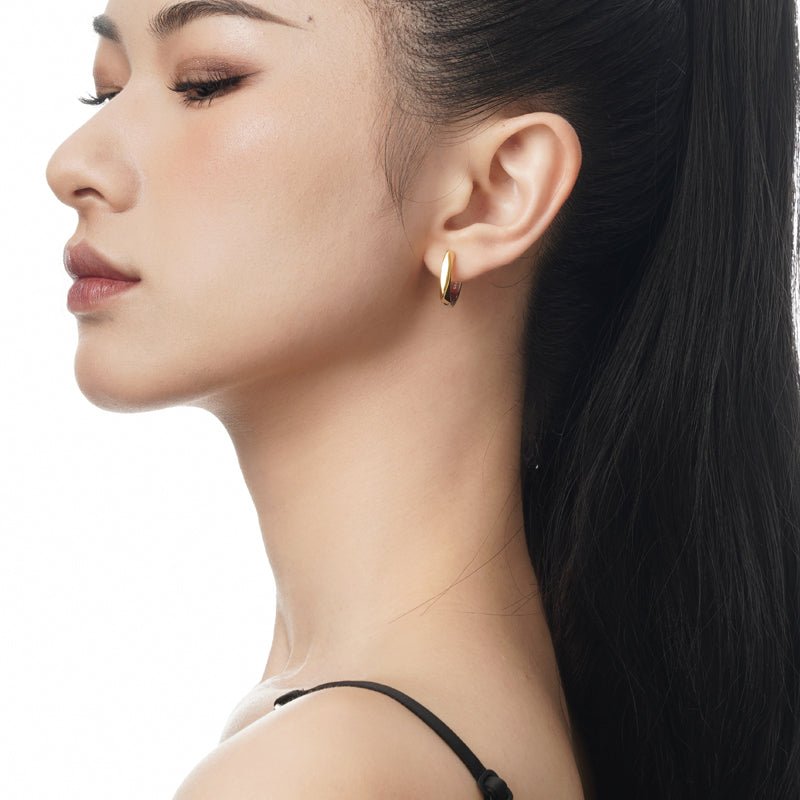Two-Tone Square Hoop Earrings