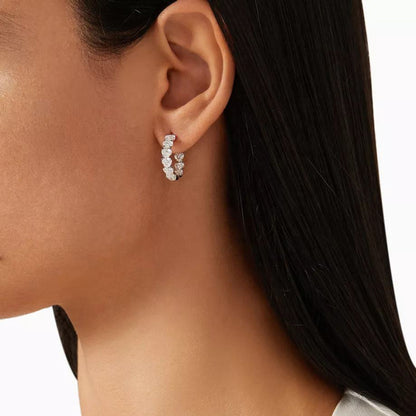 Hoop Earrings with Heart-Shapes Stones