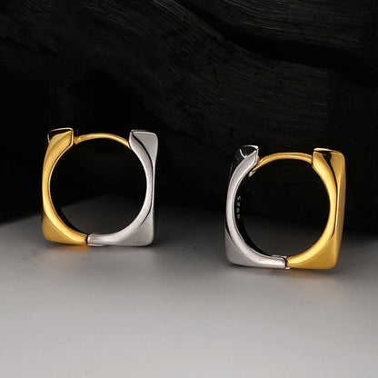 Two-Tone Square Hoop Earrings