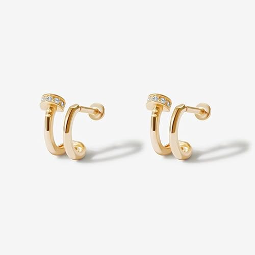 ZOYA JEWELRY DESIGN Gold Plated 925 Sterling Silver flower shape Stud Earrings - Cute Gold Earrings for Women and Girls