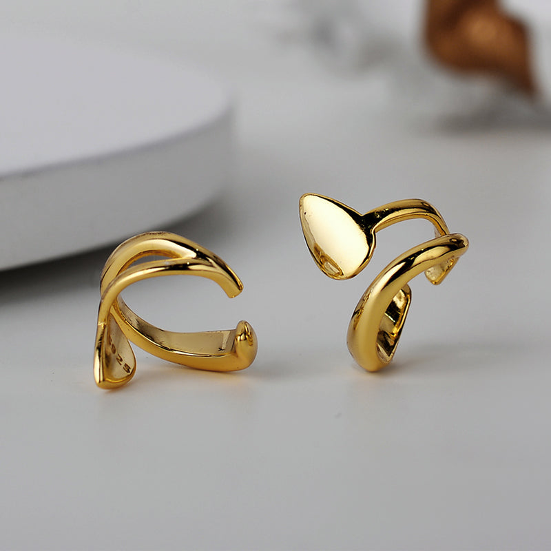 ZOYA JEWELRY DESIGN 14K Gold Plated Ear cuf Earrings for Womens and Girls - Pure 925 Sculptural Sterling Silver Earrings - Hypoallergenic Clip-On Non-Pierced Ear Cuff - TikTok Jewelry Gifts For Her