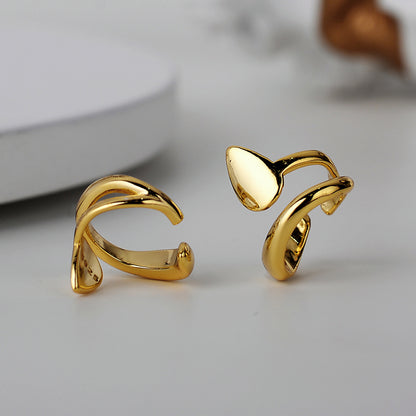 ZOYA JEWELRY DESIGN 14K Gold Plated Ear cuf Earrings for Womens and Girls - Pure 925 Sculptural Sterling Silver Earrings - Hypoallergenic Clip-On Non-Pierced Ear Cuff - TikTok Jewelry Gifts For Her