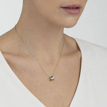 ZOYA JEWELRY DESIGN Double Ring Pendant 925 Sterling Silver Necklace - 18K Gold Plated Interlocking Circle Chain Necklace for Women with Cubic Zirconia – Hypoallergenic Silver Jewelry Gift (WX1230)