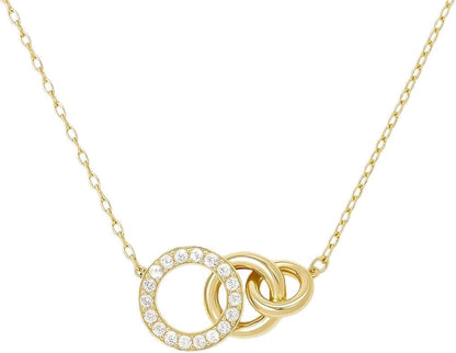 ZOYA JEWELRY DESIGN 18K Gold Plated Interlocking Circle Pendant Necklace for Women and Girls – 925 Sterling Silver Chain Necklace with Cubic Zirconia – Hypoallergenic Jewelry Gift for Her (WX1231)