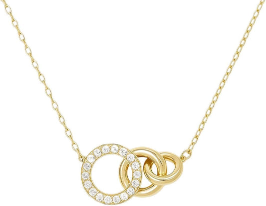 ZOYA JEWELRY DESIGN 18K Gold Plated Interlocking Circle Pendant Necklace for Women and Girls – 925 Sterling Silver Chain Necklace with Cubic Zirconia – Hypoallergenic Jewelry Gift for Her (WX1231)