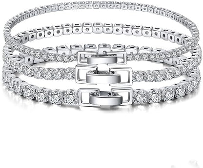 ZOYA JEWELRY DESIGN 925 Sterling Silver Tennis Bracelet Rhodium plated