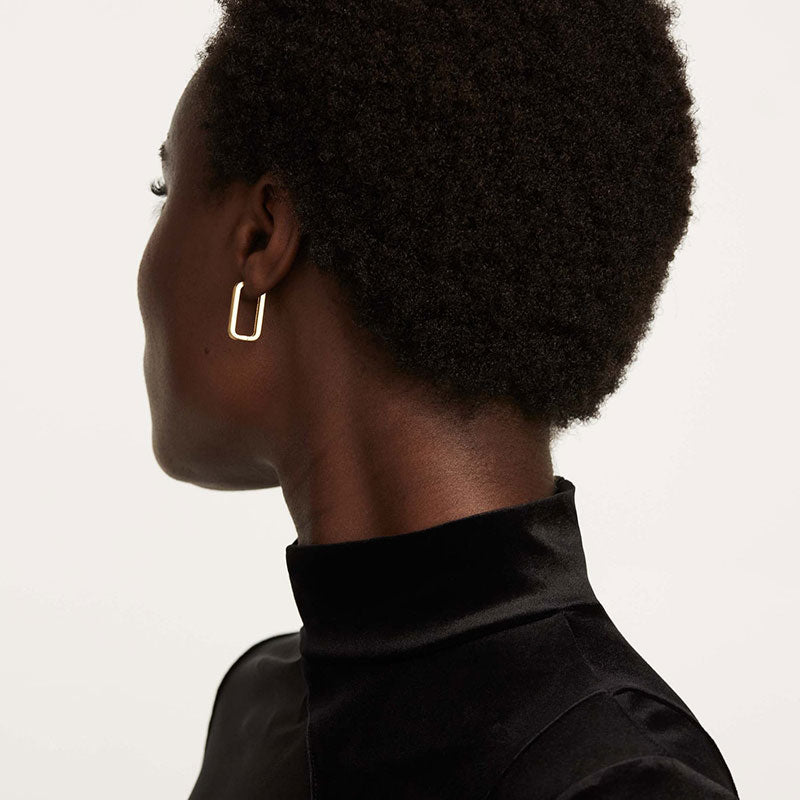 Gold Rectangular Hoop Earrings
