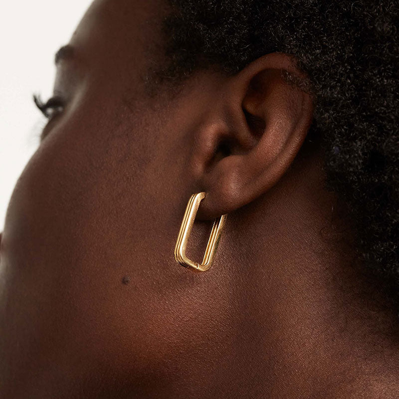 Gold Rectangular Hoop Earrings