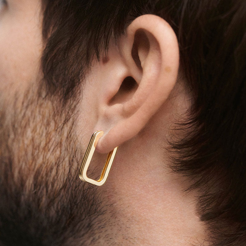 Gold Rectangular Hoop Earrings