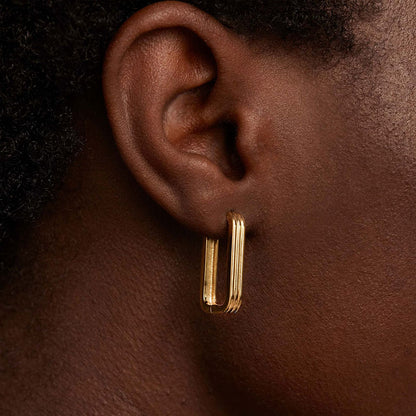 Gold Rectangular Hoop Earrings