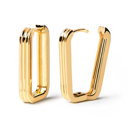 Gold Rectangular Hoop Earrings