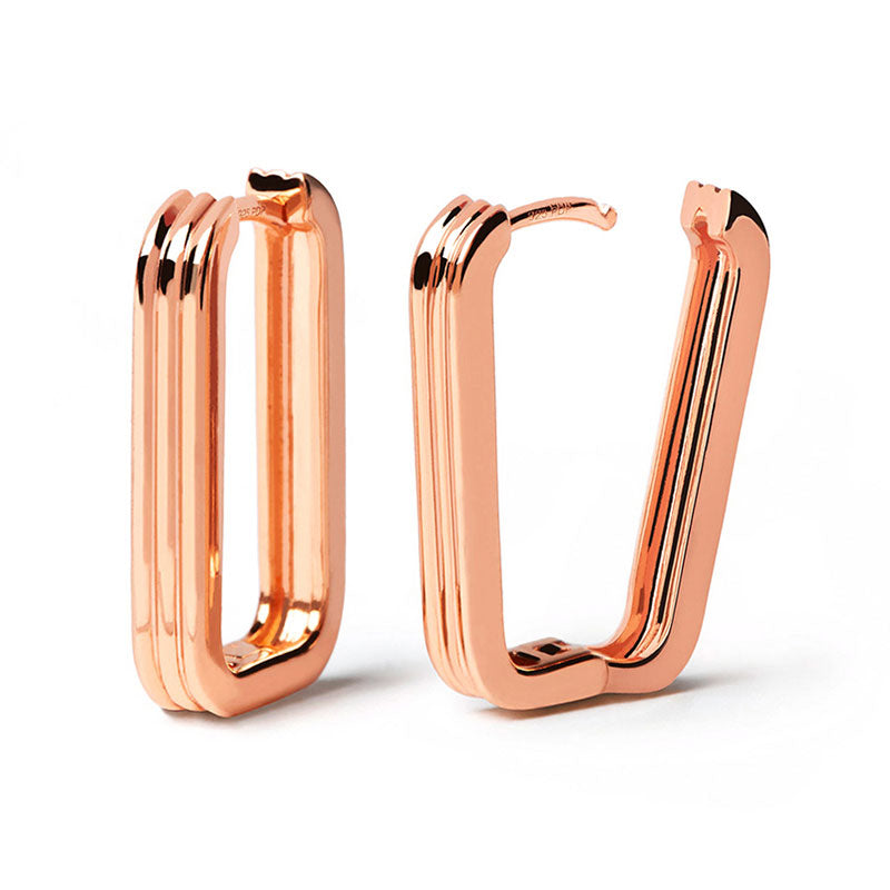 Gold Rectangular Hoop Earrings