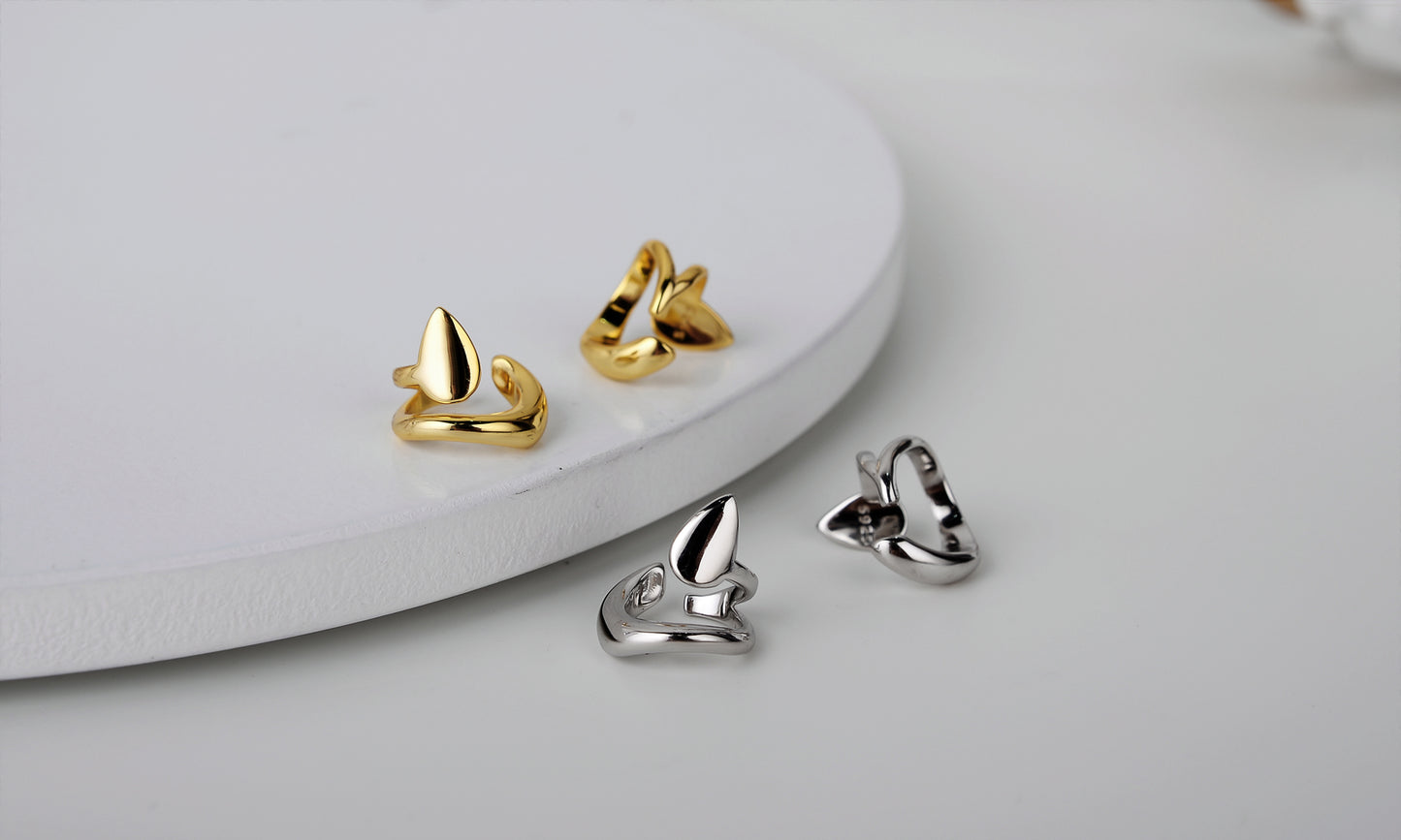 ZOYA JEWELRY DESIGN 14K Gold Plated Ear cuf Earrings for Womens and Girls - Pure 925 Sculptural Sterling Silver Earrings - Hypoallergenic Clip-On Non-Pierced Ear Cuff - TikTok Jewelry Gifts For Her
