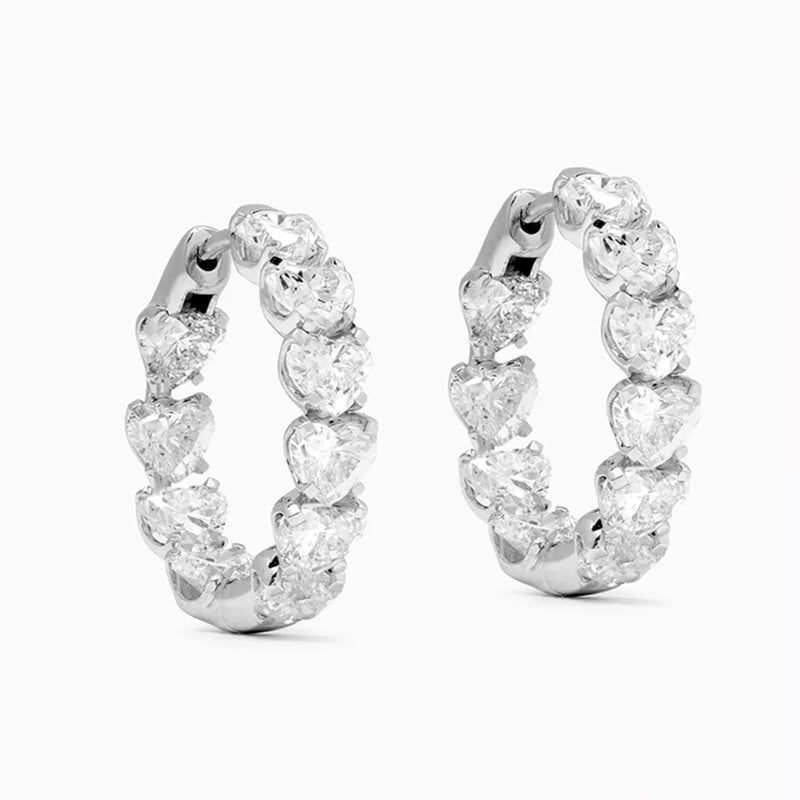 Hoop Earrings with Heart-Shapes Stones
