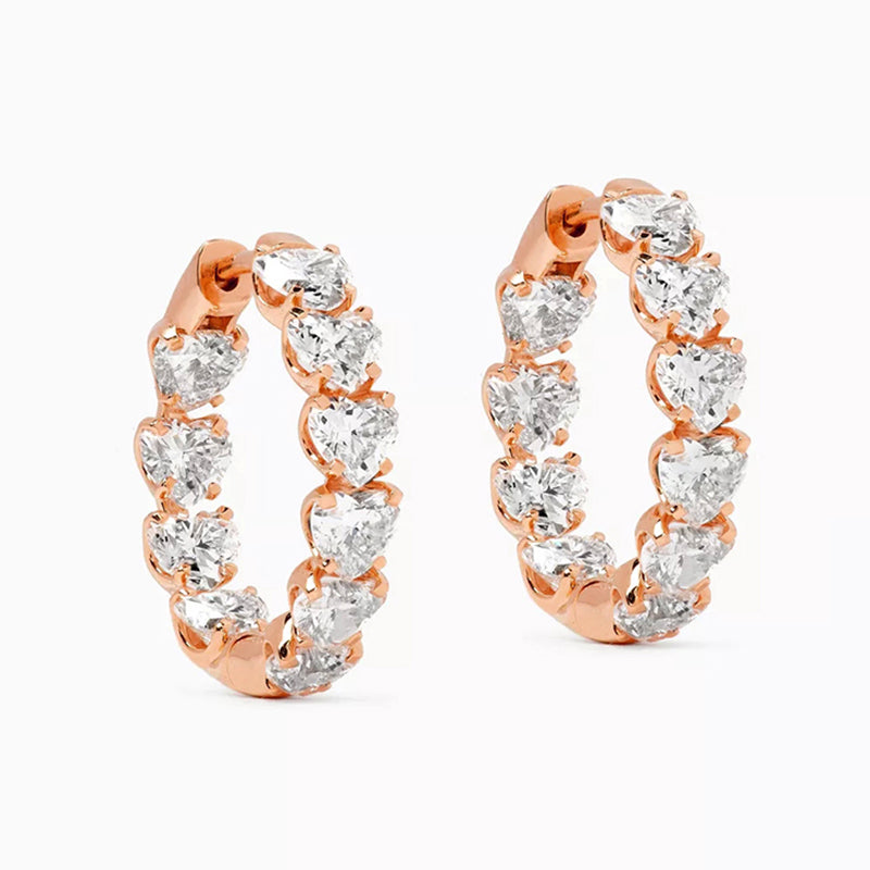 Hoop Earrings with Heart-Shapes Stones