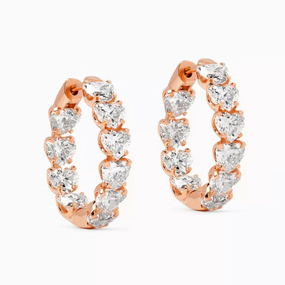 Hoop Earrings with Heart-Shapes Stones