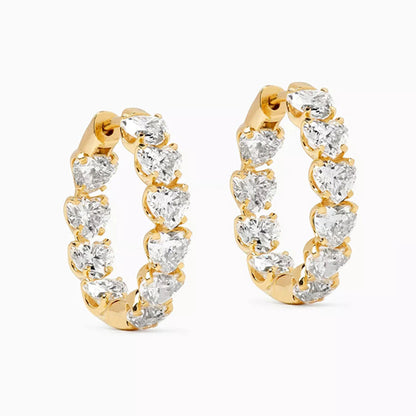 Hoop Earrings with Heart-Shapes Stones